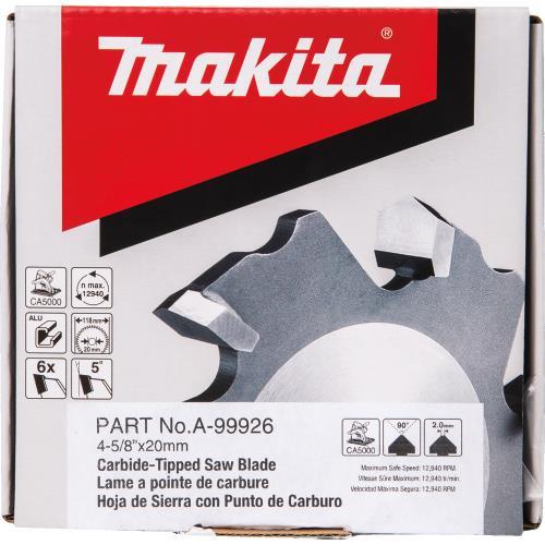 Makita A-99926 4‑5/8" (2 mm) Aluminum Grooving Carbide‑Tipped Saw Blade, 90º