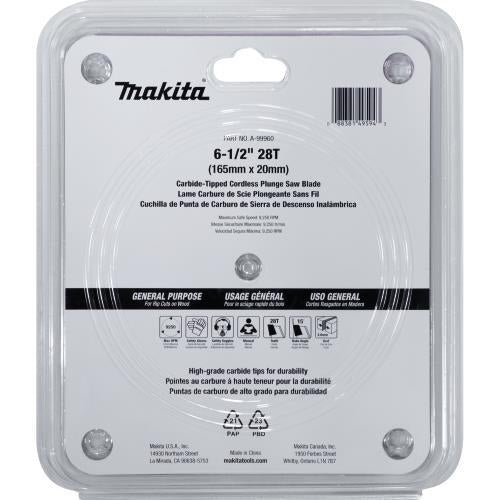 Makita A-99960 6‑1/2" 28T Carbide‑Tipped Cordless Plunge Saw Blade