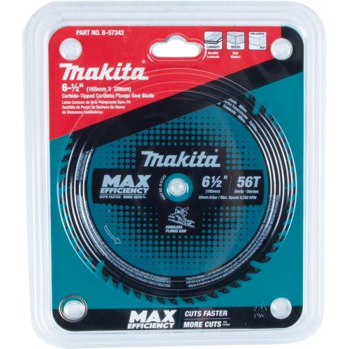 Makita B-57342 6‑1/2" 56T Carbide‑Tipped Max Efficiency Cordless Plunge Saw Blade