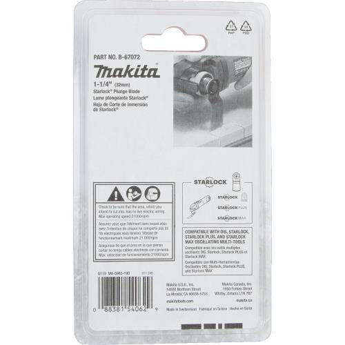 Makita B-67072 Starlock® Oscillating Multi‑Tool 1‑1/4" Bi‑Metal Curved Plunge Cut Blade with Japanese Tooth Design