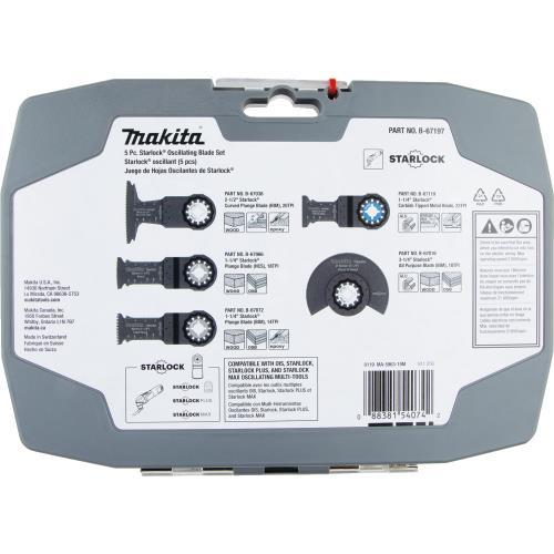 Makita B-67197 Starlock® Oscillating Multi‑Tool 5‑Piece Accessory Cutting Blade Set with Case