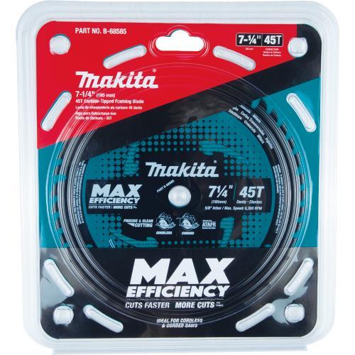 Makita B-68585 7‑1/4" 45T Carbide‑Tipped Max Efficiency Saw Blade, Fine Crosscutting