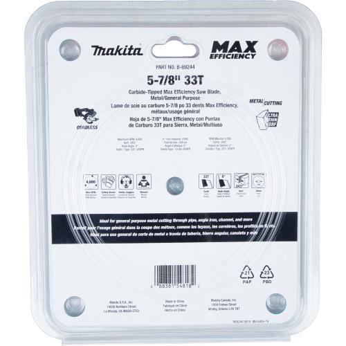 Makita B-69244 5‑7/8" 33T Carbide‑Tipped Max Efficiency Saw Blade, Metal/General Purpose
