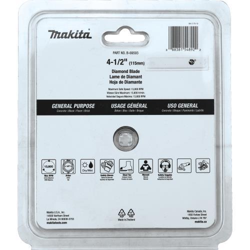 Makita B-69593 4‑1/2" Diamond Blade, Segmented, General Purpose
