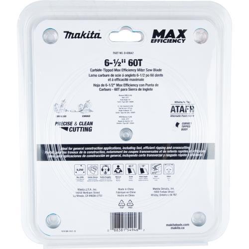 Makita B-69842 6‑1/2" 60T Carbide‑Tipped Max Efficiency Miter Saw Blade