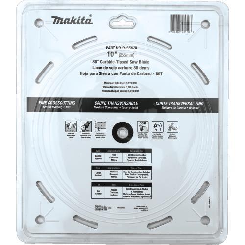 Makita D-65470 10" 80T Micro‑Polished Miter Saw Blade, Fine Crosscutting