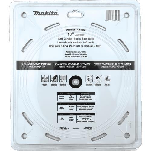Makita D-65486 10" 100T Polished Miter Saw Blade, Ultra‑Fine Crosscutting
