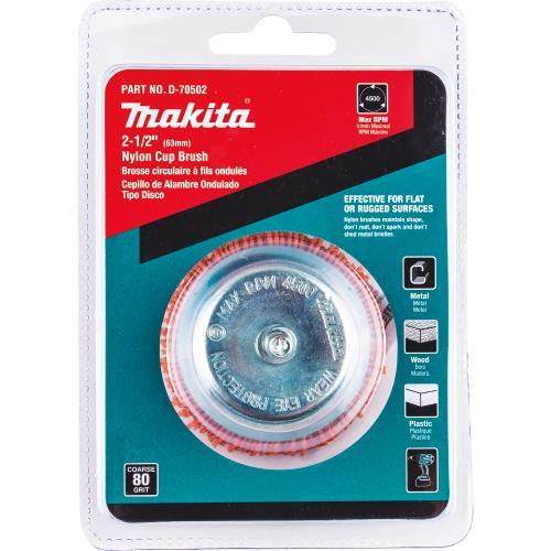 Makita D-70502 2‑1/2" Nylon Cup Brush, Coarse, 80 Grit