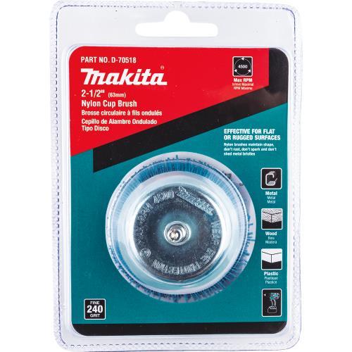 Makita D-70518 2‑1/2" Nylon Cup Brush, Fine, 240 Grit