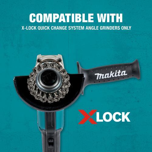 Makita D-72621 X‑LOCK 3‑1/8" Carbon Steel Knot Wire Cup Brush