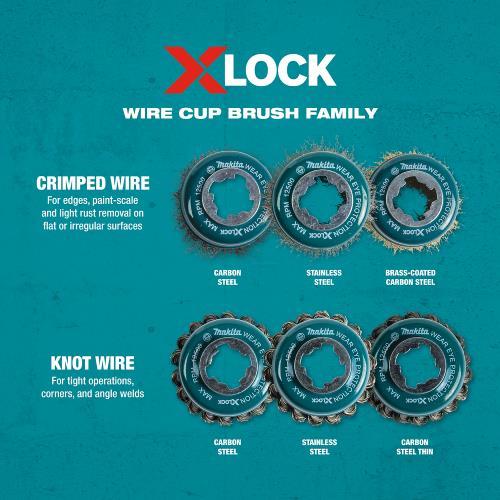 Makita D-72621 X‑LOCK 3‑1/8" Carbon Steel Knot Wire Cup Brush