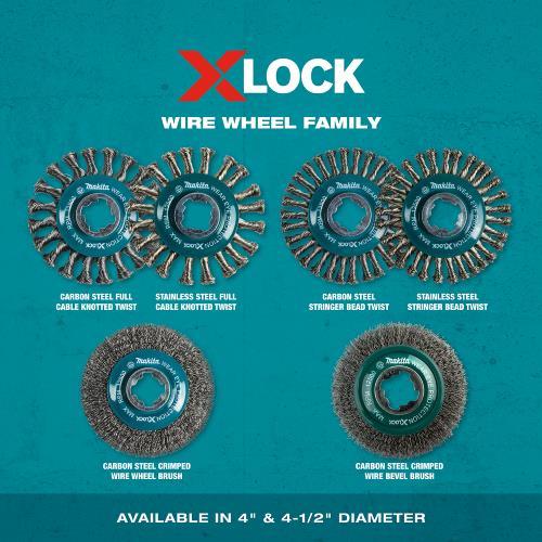 Makita D-72659 X‑LOCK 4‑1/2" Carbon Steel Stringer Bead Twist Wire Wheel