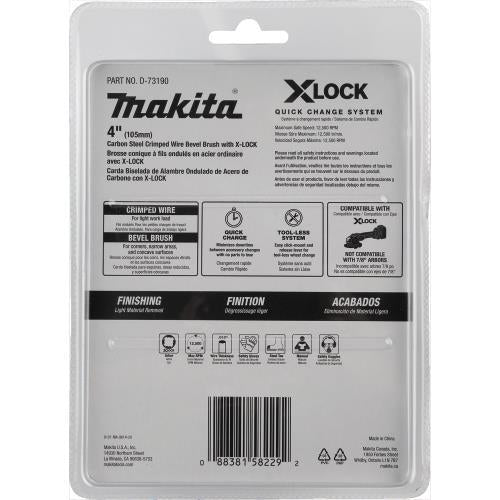 Makita D-73190 X‑LOCK 4" Carbon Steel Crimped Wire Bevel Brush