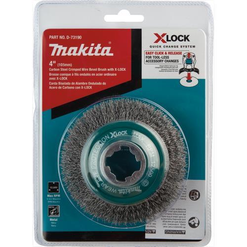 Makita D-73190 X‑LOCK 4" Carbon Steel Crimped Wire Bevel Brush