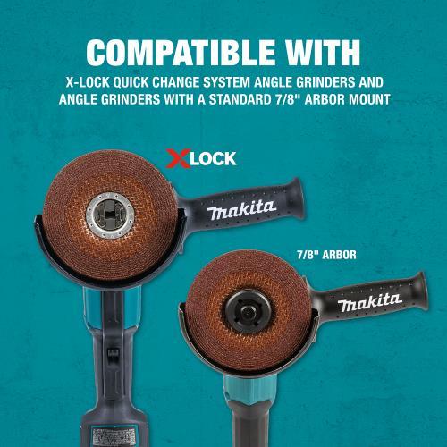 Makita E-00452 X‑LOCK 5" x 1/4" x 7/8" Type 27 General Purpose 36 Grit Metal Abrasive Grinding Wheel