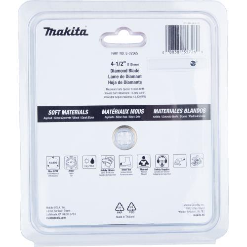 Makita E-02565 4‑1/2" Diamond Blade, Turbo, Soft Material
