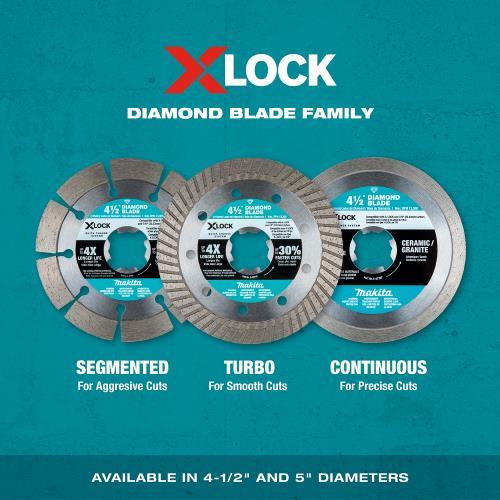 Makita E-07222 X‑LOCK 4‑1/2" Turbo Rim Diamond Blade for Masonry Cutting, 2/pk