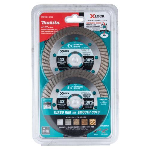 Makita E-07222 X‑LOCK 4‑1/2" Turbo Rim Diamond Blade for Masonry Cutting, 2/pk