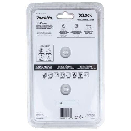 Makita E-07222 X‑LOCK 4‑1/2" Turbo Rim Diamond Blade for Masonry Cutting, 2/pk