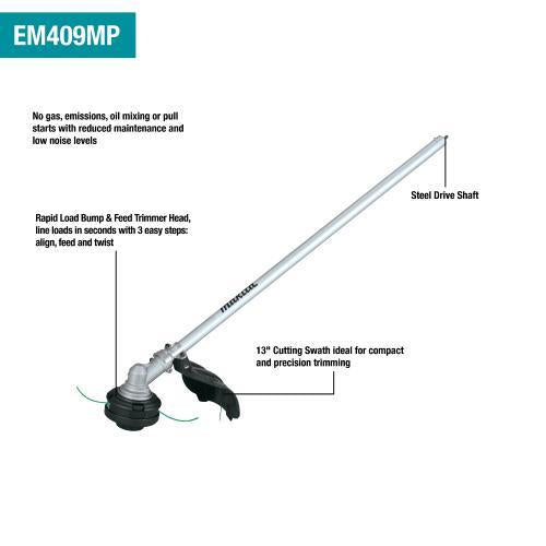 Makita XUX02SM1X4 18V LXT® Lithium‑Ion Brushless Cordless Couple Shaft Power Head Kit w/ 13" String Trimmer & 10" Pole Saw Attachments (4.0Ah)