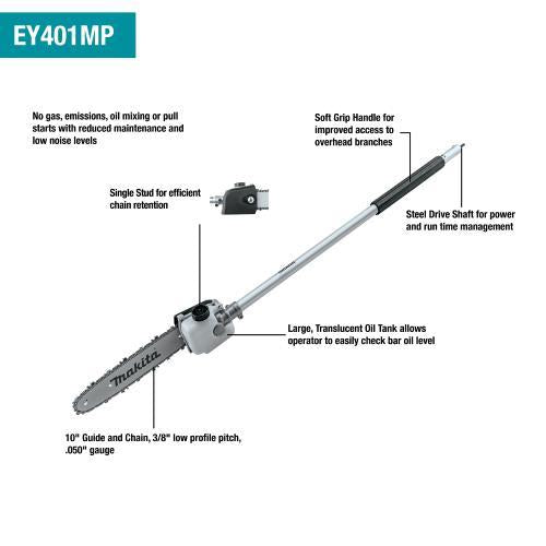 Makita XUX02SM1X4 18V LXT® Lithium‑Ion Brushless Cordless Couple Shaft Power Head Kit w/ 13" String Trimmer & 10" Pole Saw Attachments (4.0Ah)