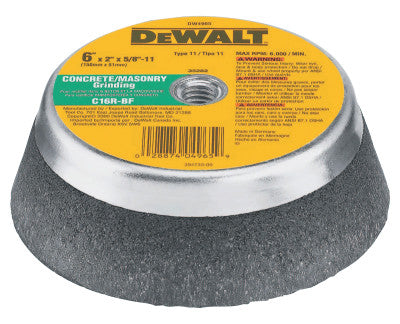 Dewalt DW4965 6"X2"X5/8"-11 Concrete/Masonry Grind Cup Wheel (10 Ea)