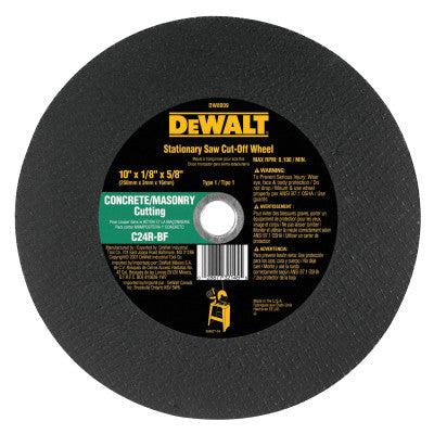 Dewalt DW8009 10"X1/8"X5/8" Concretestationary Saw Cut Off (10 Ea)
