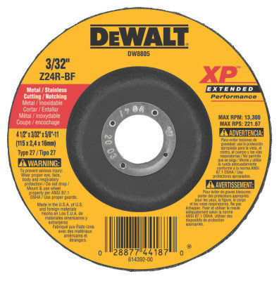 Dewalt DW8805 4 1/2In X 3/32In X 5/8In11 Zirconia Abrasives (1 Ea)