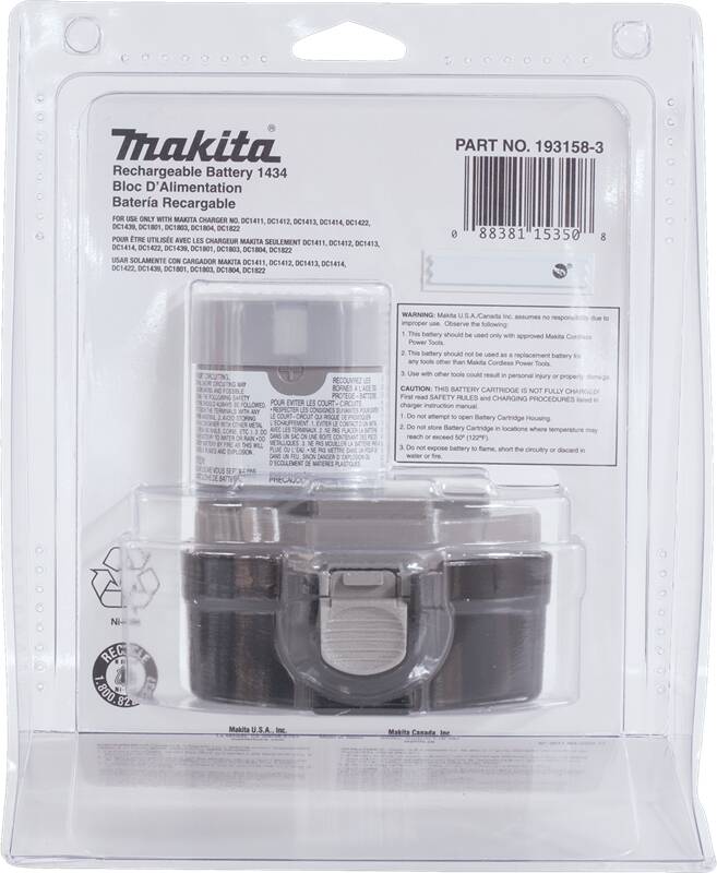 Makita 193158-3 14.4V Ni‑MH 2.6Ah Battery 1434, Pod Style