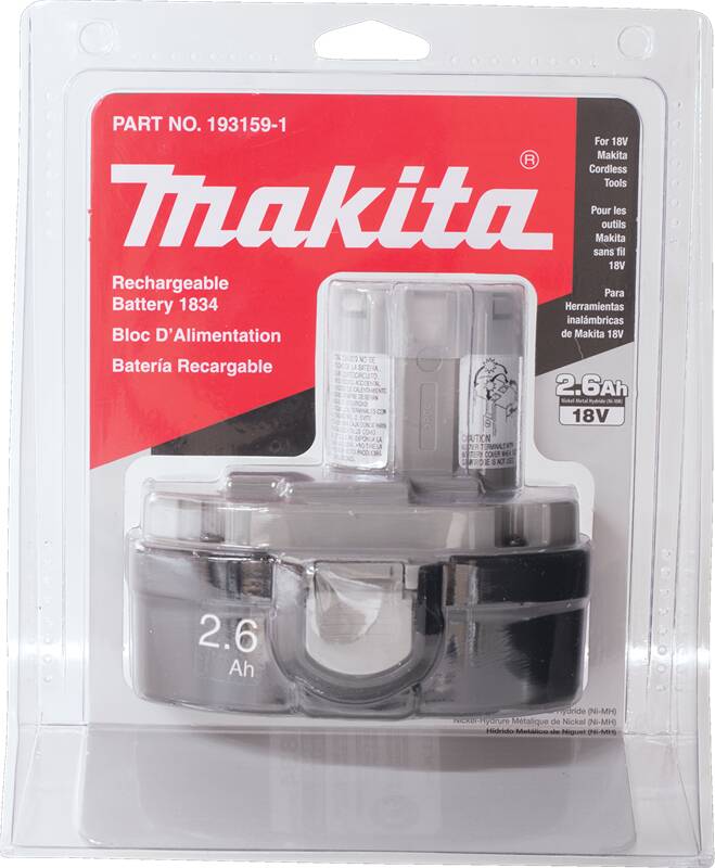 Makita 193159-1 18V Ni‑MH 2.6Ah Battery 1834, Pod Style