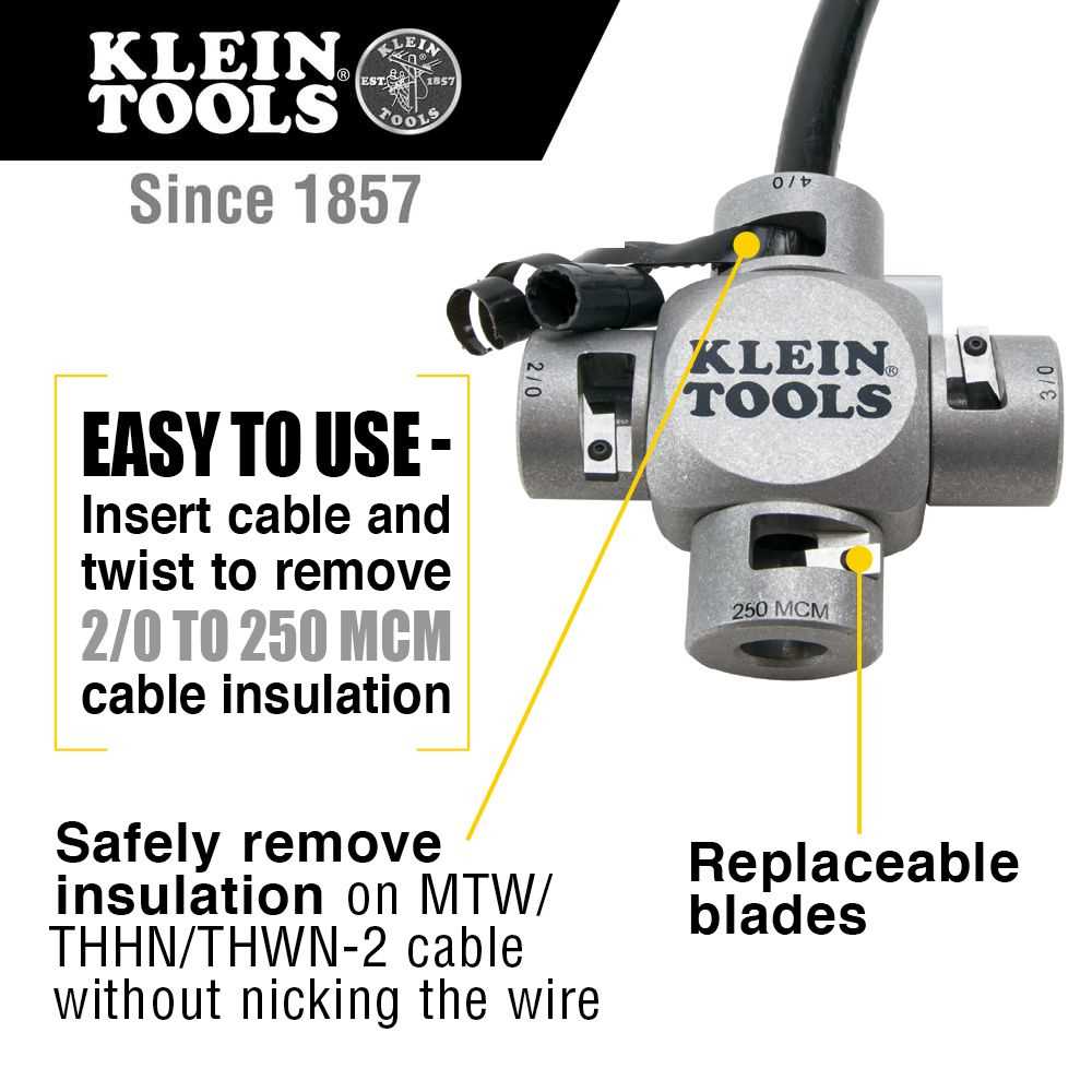 Klein Tools 21051 Large Cable Stripper (2/0-250 Mcm)