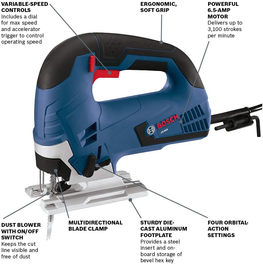 Bosch JS365 Jig Saw - Top Handle (6.5 Amp)