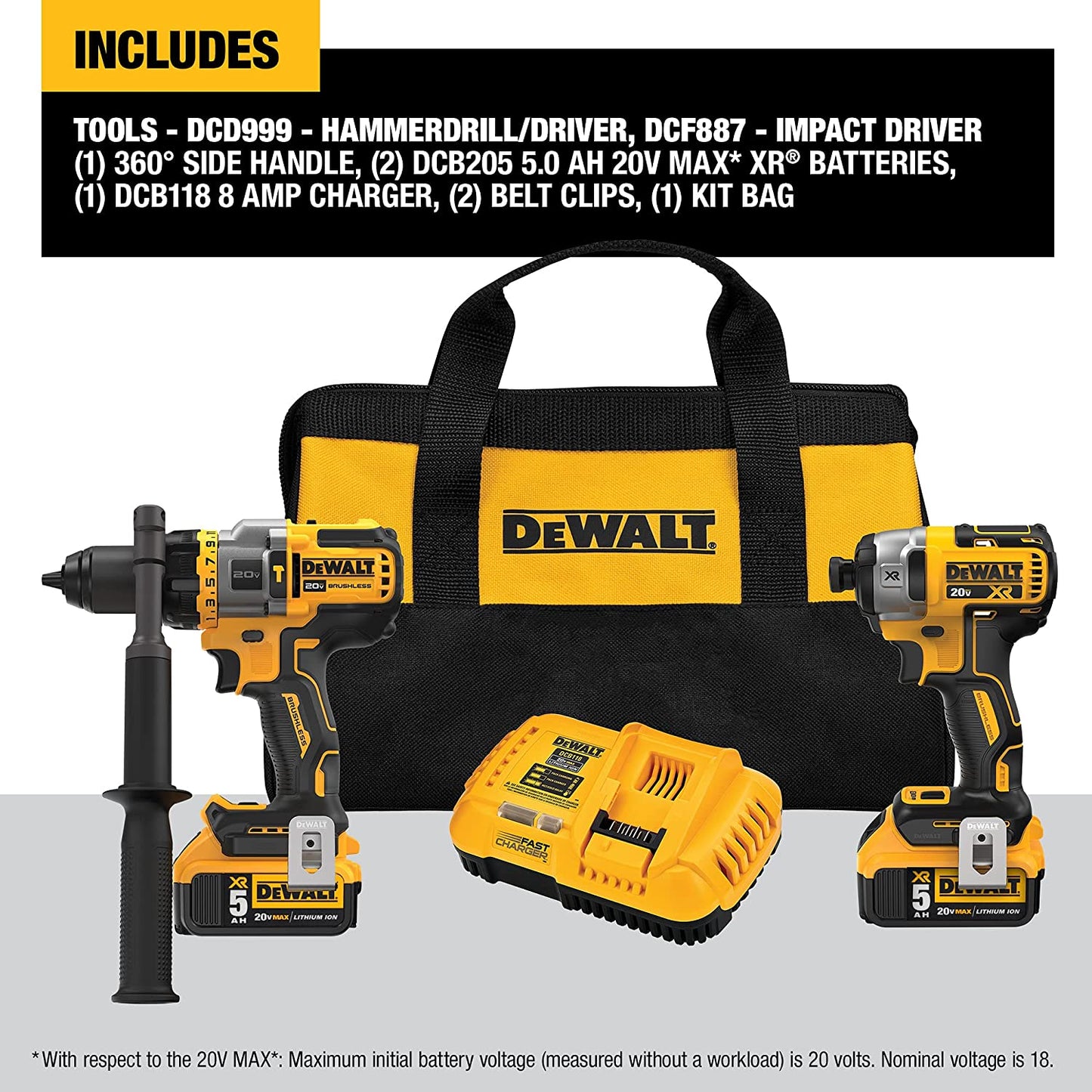 Dewalt DCK2100P2 20V Max* Brushless Cordless 2-Tool Kit Including Hammer Drill/Driver With Flexvolt Advantage