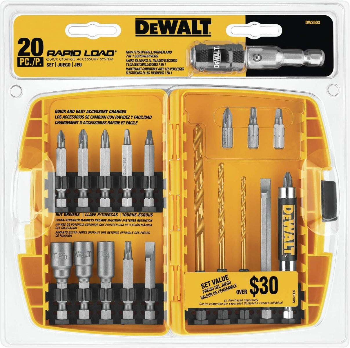 Dewalt DW2503 20-Piece Rapid Load® Toughcase®+ Accessory Sets