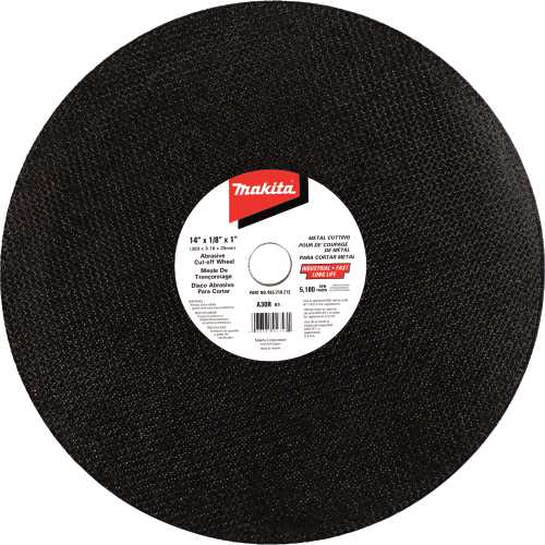 Makita 965-210-212 14" x 1/8" x 1" Abrasive Cut‑Off Wheel, Ferrous Metals, 10/pk