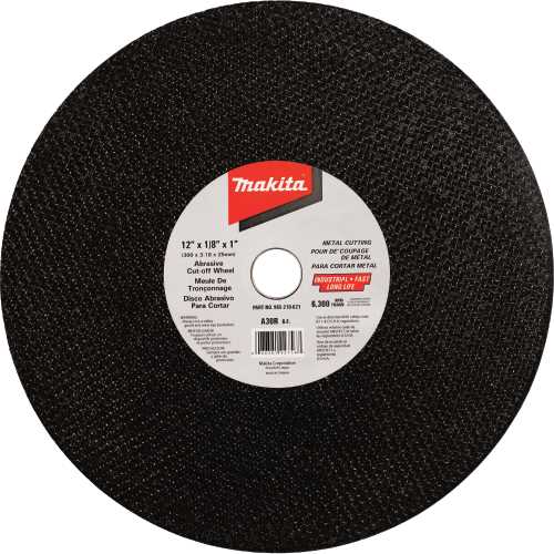 Makita 965-210-621 12" x 1/8" x 1" Abrasive Cut‑Off Wheel, Ferrous Metals, 10/pk