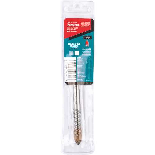 Makita B-68971 3/8" x 4" Glass and Tile Bit, 3 Flat Shank