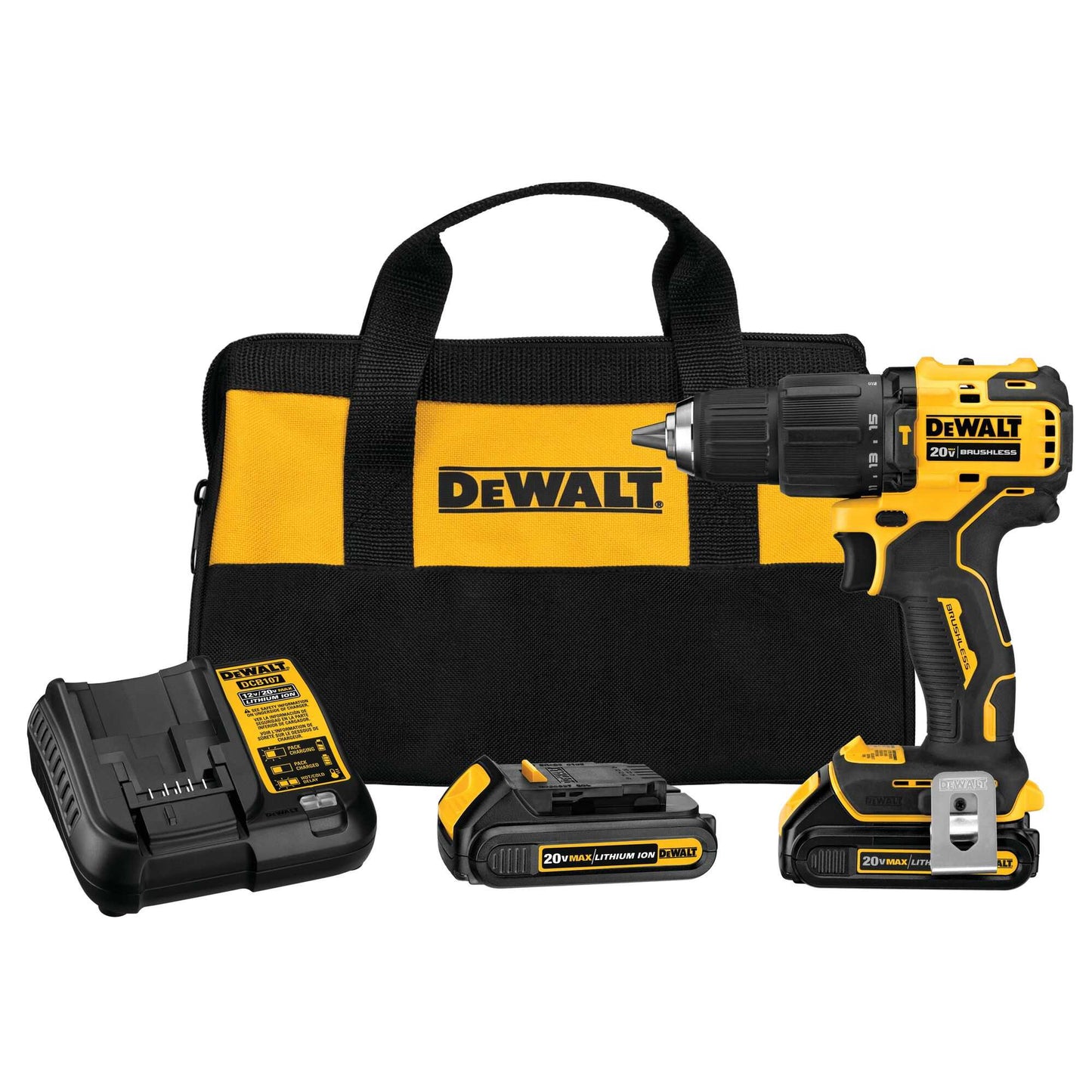 Dewalt DCD709C2 Atomic 20V Max* Brushless Compact Cordless 1/2 In. Hammer Drill/Driver Kit
