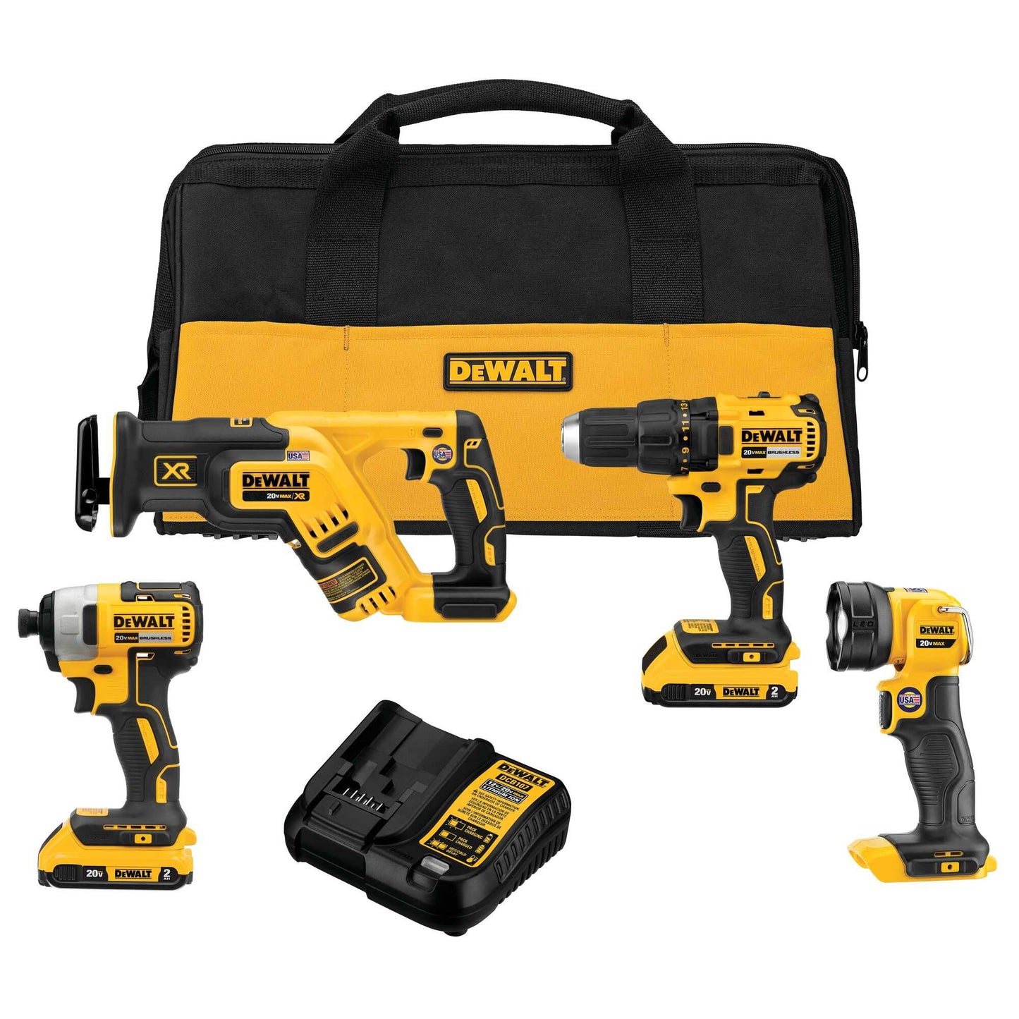 Dewalt DCK476D2 20V Max* Brushless Cordless 4-Tool Combo Kit