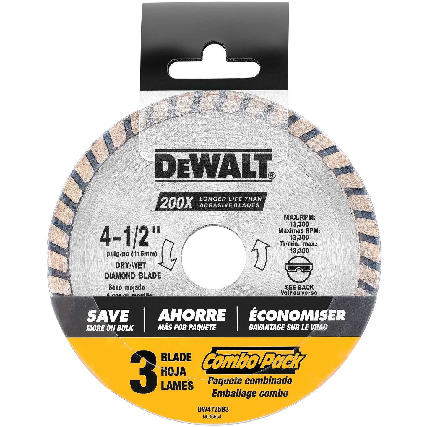 Dewalt DW4725B 4-1/2" High Performance Diamond Masonry Blade - 3 Pack
