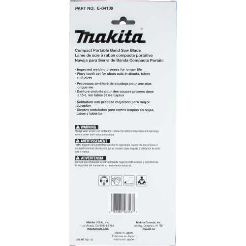Makita E-04139 28‑3/4" 18 TPI Bi‑Metal Sub‑Compact Portable Band Saw Blade