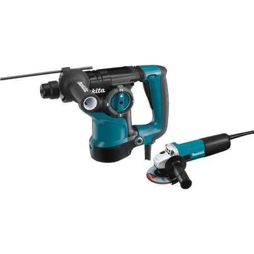 Makita HR2811FX 1‑1/8'' SDS‑PLUS Rotary Hammer and 4‑1/2" Angle Grinder