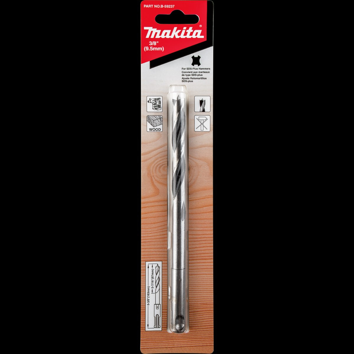 Makita B-59237 3/8" x 6‑3/8" SDS‑Plus Drill Bit, Wood