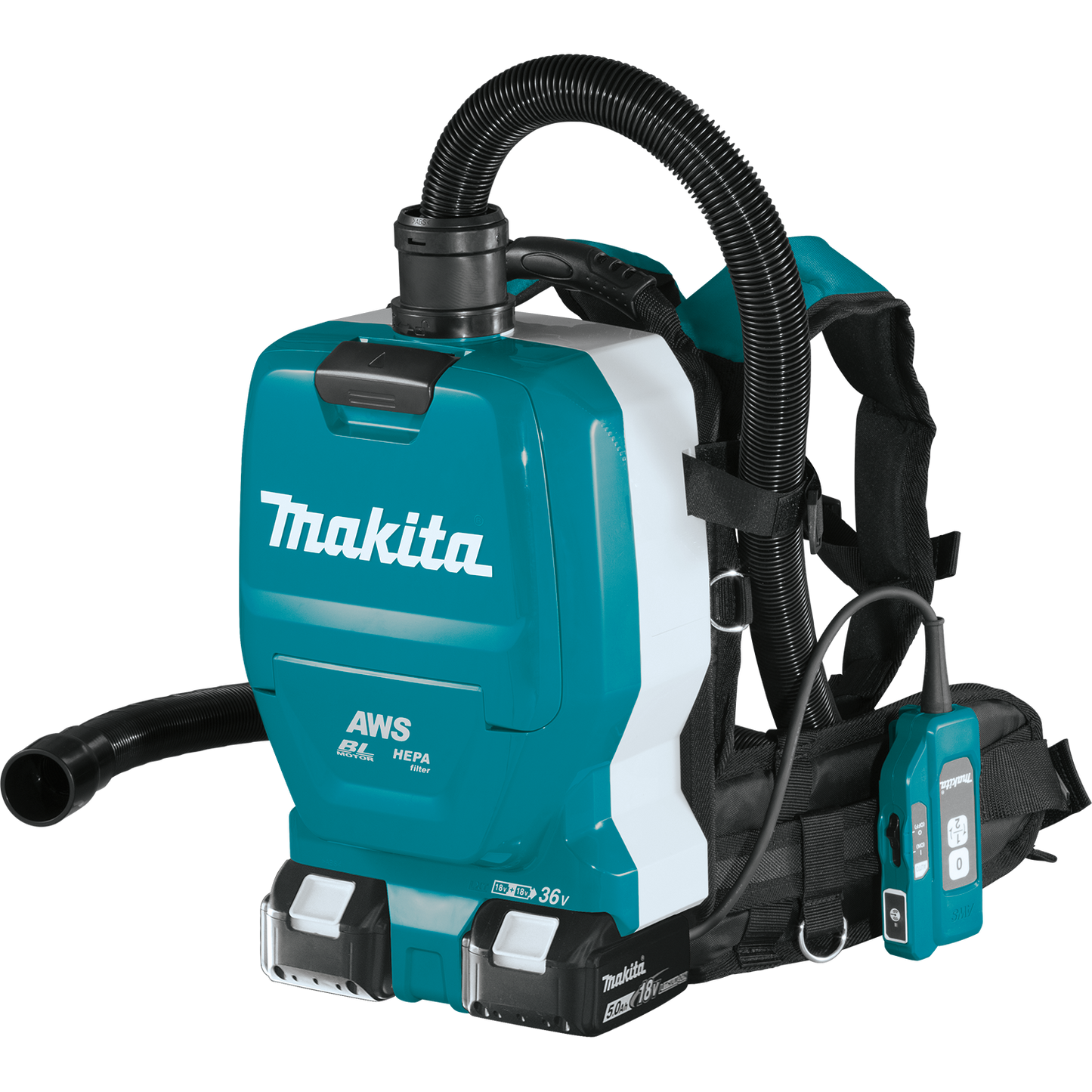 Makita XCV10PTX 36V (18V X2) LXT® Brushless 1/2 Gallon HEPA Filter Backpack Dry Dust Extractor Kit, AWS® Capable (5.0Ah)