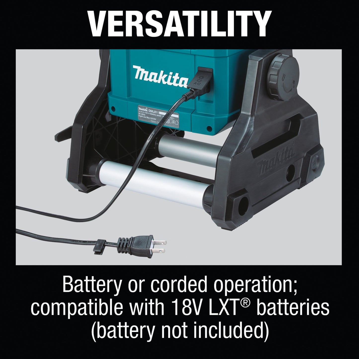 Makita DML811 18V LXT® Lithium‑Ion Cordless/Corded Work Light, Light Only