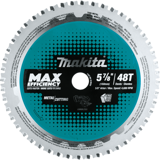 Makita B-69250 5‑7/8" 48T Carbide‑Tipped Max Efficiency Saw Blade, Thin Metal