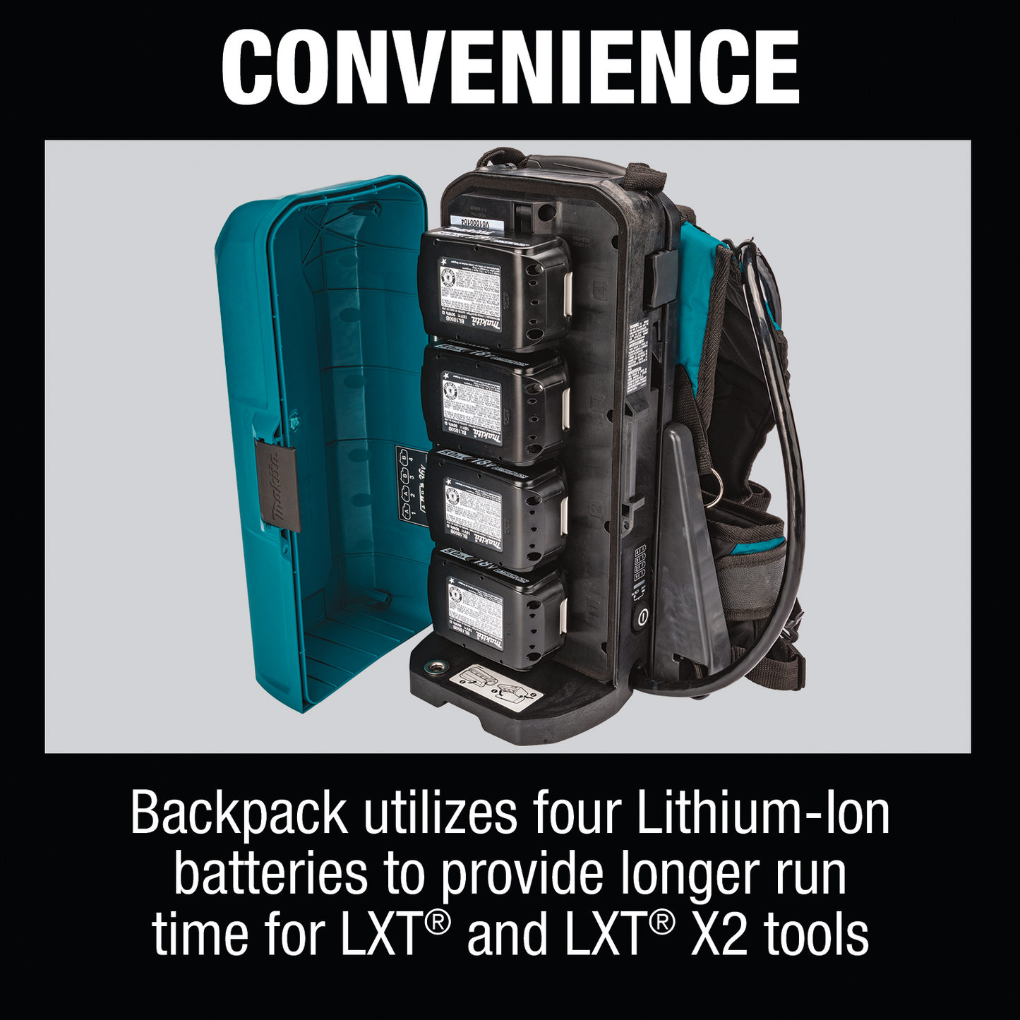 Makita PDC01G6 ConnectX™, LXT®, LXT® X2 and XGT® Portable Backpack Power Supply with 6 Batteries (6.0Ah)