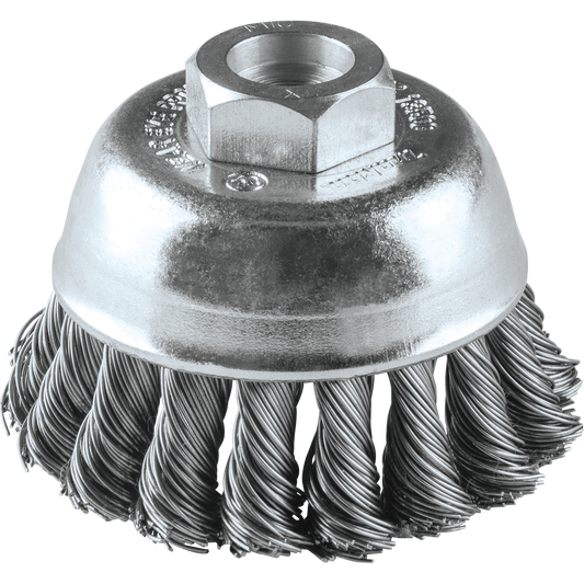 Makita A-98457 2‑3/4" Knot Wire Cup Brush, Stainless, M10 x 1.25