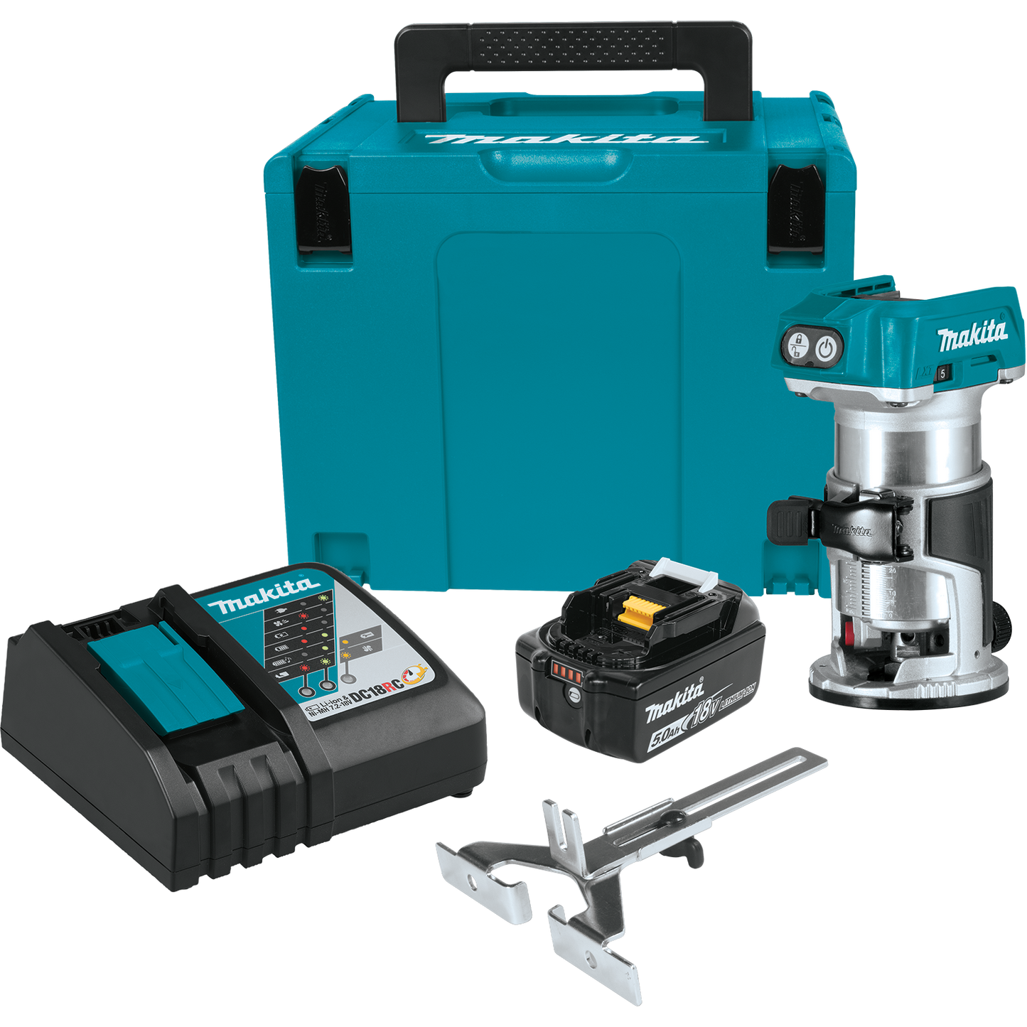 Makita XTR01T8J 18V LXT® Lithium‑Ion Brushless Cordless Compact Router Starter Kit (5.0Ah)