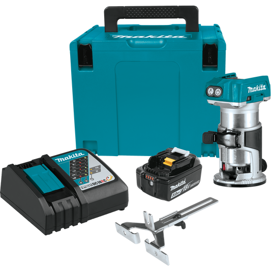 Makita XTR01T8J 18V LXT® Lithium‑Ion Brushless Cordless Compact Router Starter Kit (5.0Ah)